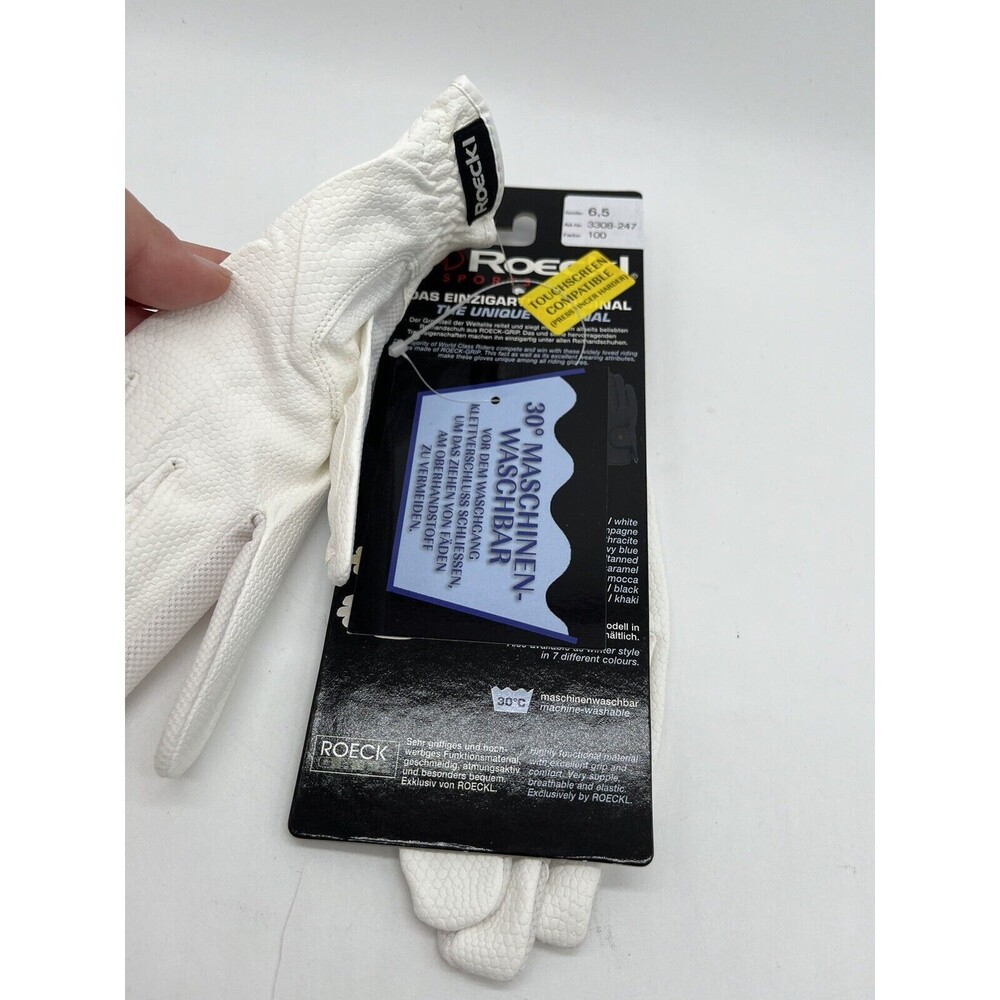 Roeckl Sports Roeck-Grip Equestrian Riding Gloves - White Size 6.5 - Picture 6 of 10